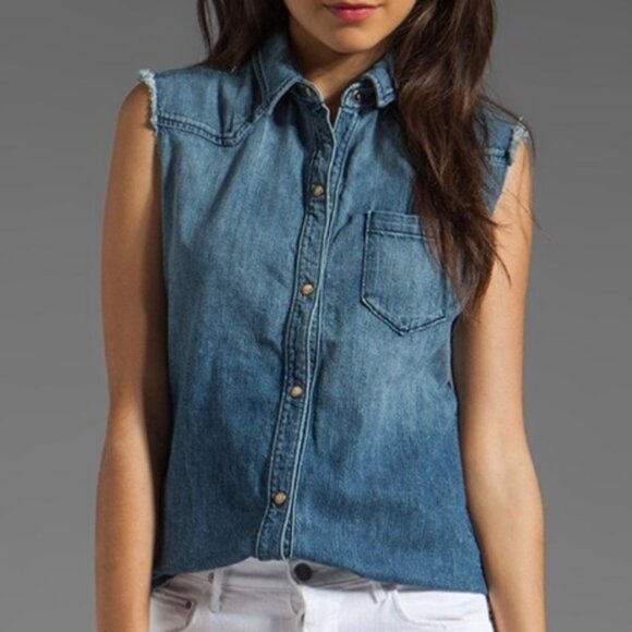 Textile Elizabeth & James Blue Austin Sleeveless Top - Picture 1 of 9